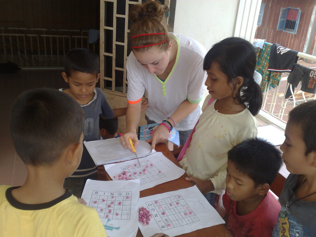 working at an orphanage with volunteering India