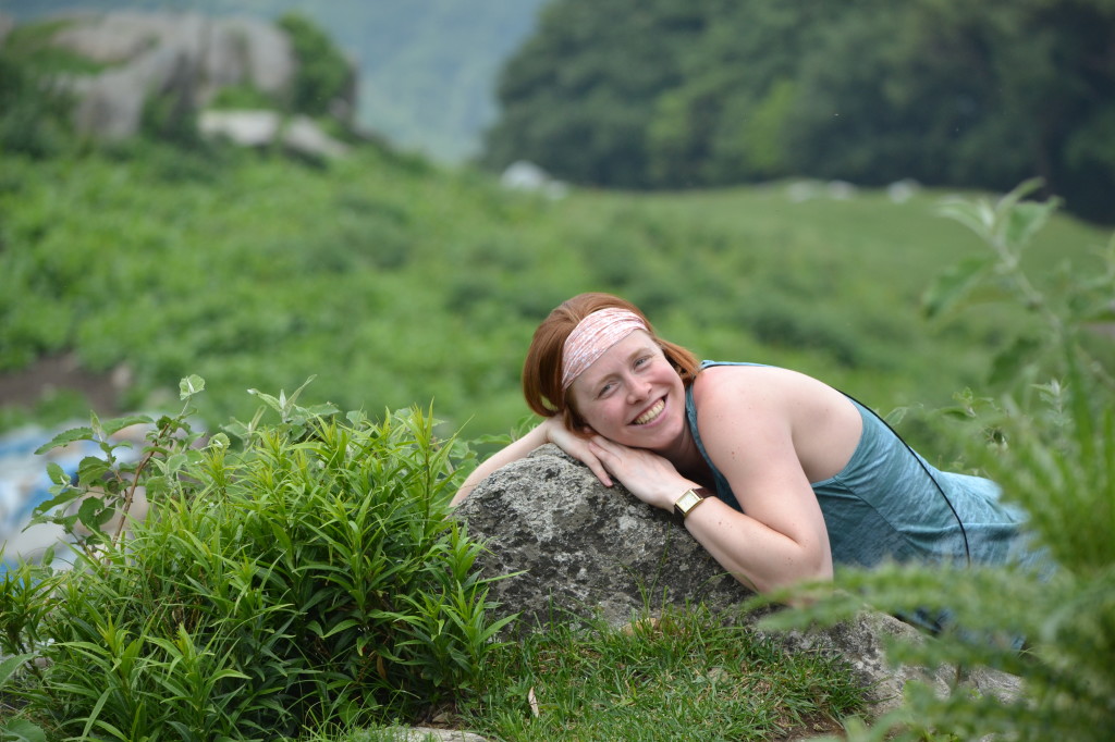 volunteer enjoying weekend at a garden of palampur