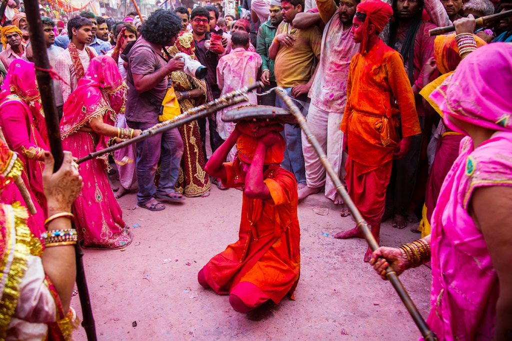 Lathmar Holi celebrations in Barsana, Uttar Pradesh